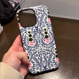 Floral Pattern Phone Case - Blue and Pink iPhone 16 Pro Max